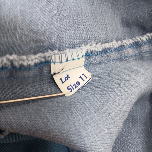 28x27 True Vintage Maternity Jeans sz 11 1970's High-Waist Raw Denim Stretch Top - Picture 4 of 7